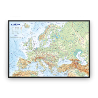 Obecně zeměpisná mapa Evropy