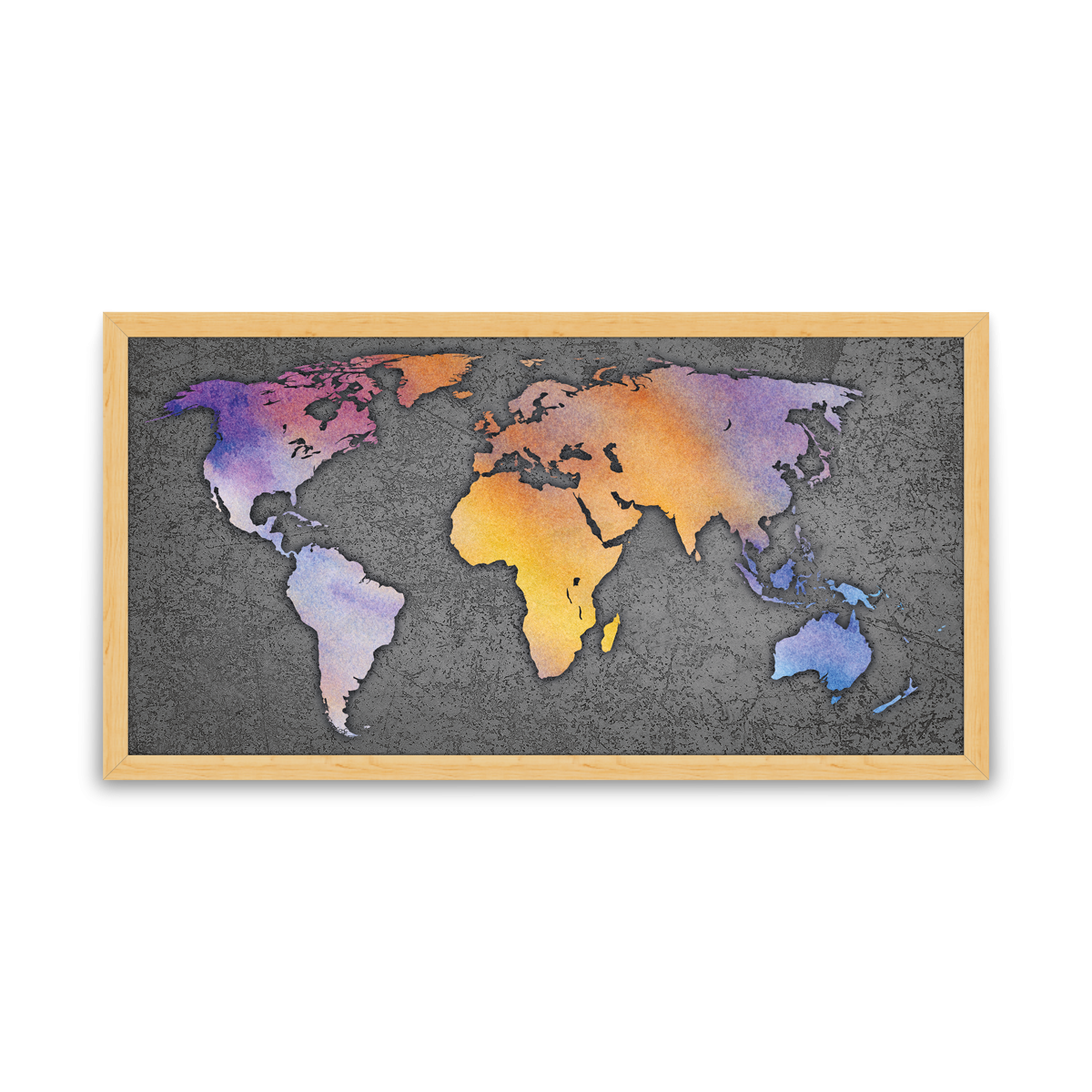 Svět v barvách - textura – beton 1 / oranžové odstíny / pěnová kapa deska / dřevěný rám / 100×50 cm
