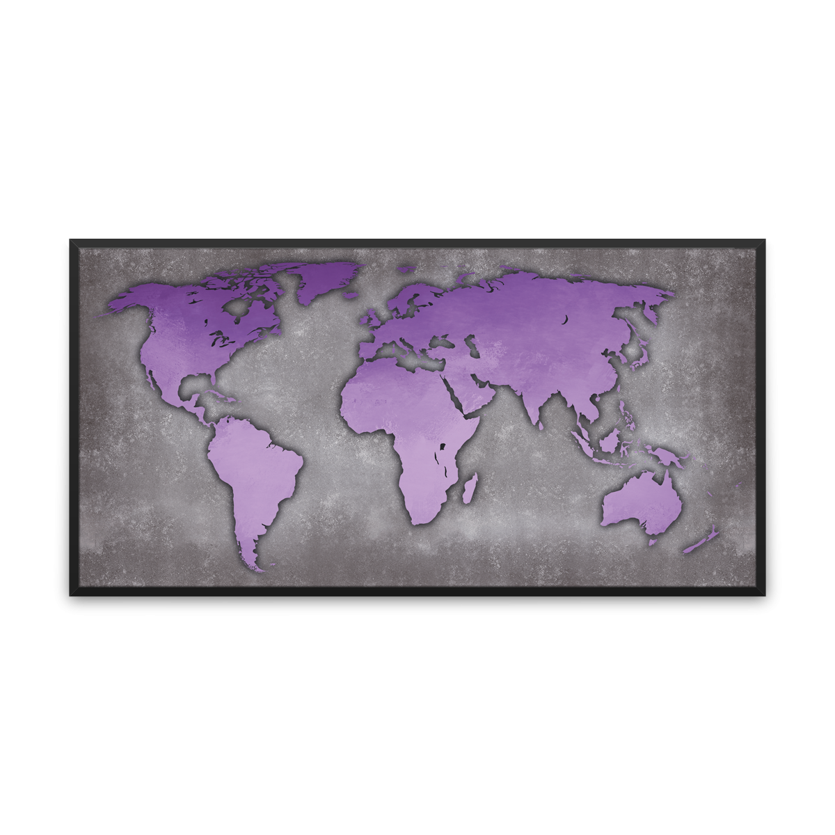 Svět v barvách - textura – beton 2 / fialové odstíny / pěnová kapa deska / černý hliníkový rám / 50×25 cm