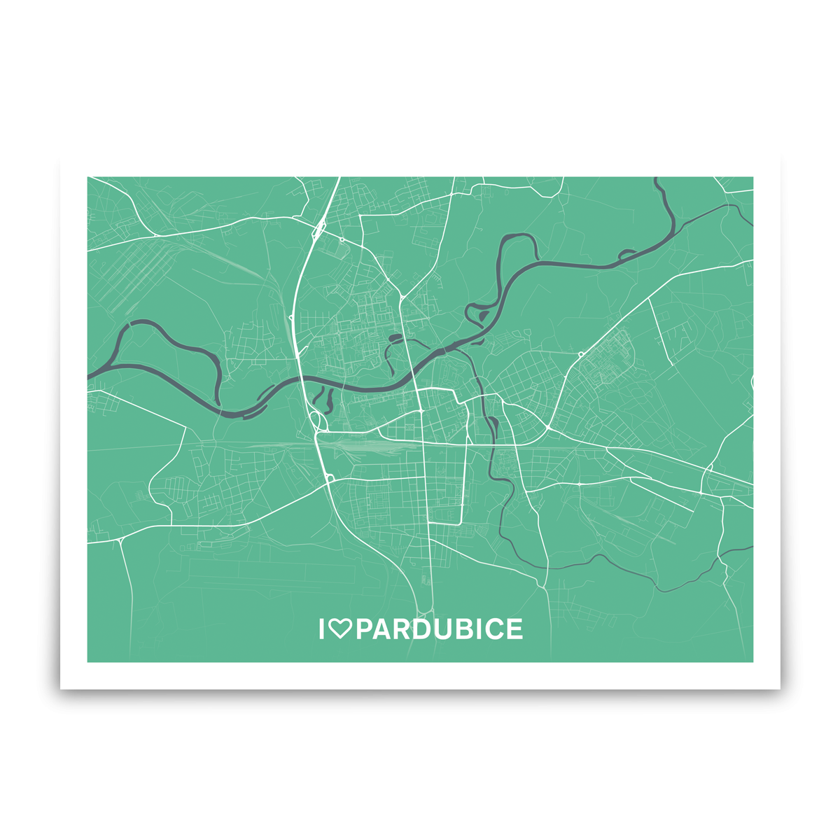 Pardubice – silnice - města – love / město – zelená / plátno natažené na rámu / 40x30 cm